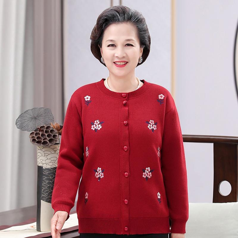 Women's thermal underwear top autumn and winter sweater piled thickened old lady cardigan jacket