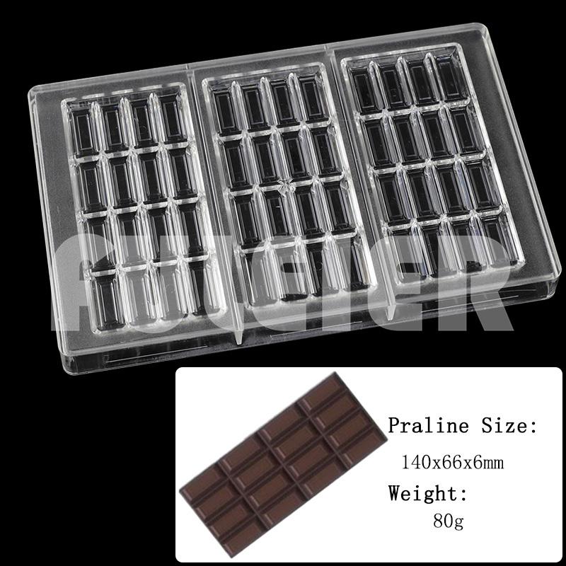 3D Polycarbonate Chocolate Mold For Baking Candy Bar Mould Sweets Bonbon Chocolate Cake Decoration Confectionery Tool Bakeware