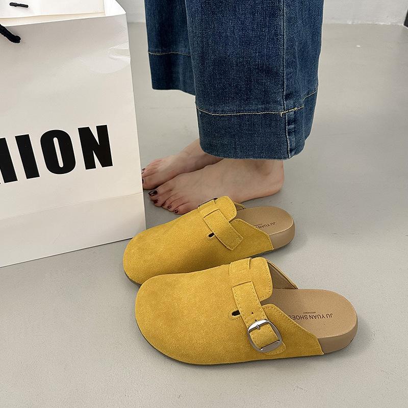 

Slippers women wear spring new thick-soled bag head half slippers soft bottom one pedal lazy slippers 35