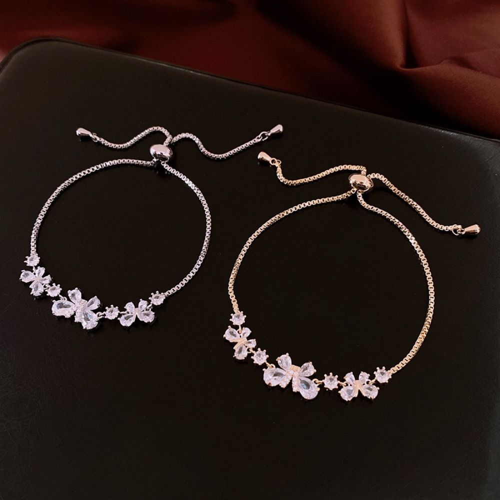 Delicate Crystal Butterfly Bracelet Adjustable Vintage Zircon Bangles Rhinestone Bracelet  Gift
