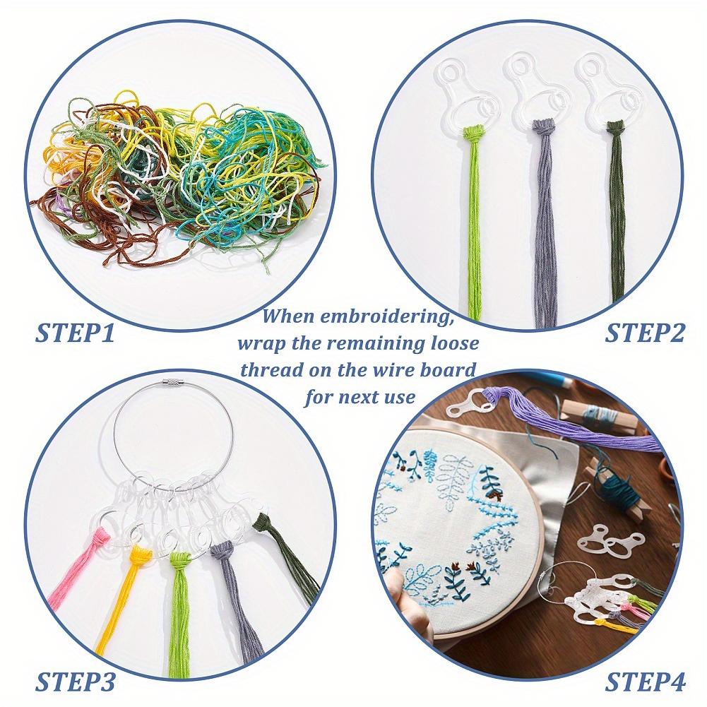 40Pcs Acrylic DIY Cross Stitch Thread Organizer Transparent Cross Stitch Storage Holder Clear Winding Boards Floss Bobbins