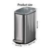 Stainless Steel Rectangular Trash Can 6L Bathroom Waste Bin with Odor Control Seal Lid Slip Resistant Base Home Supply