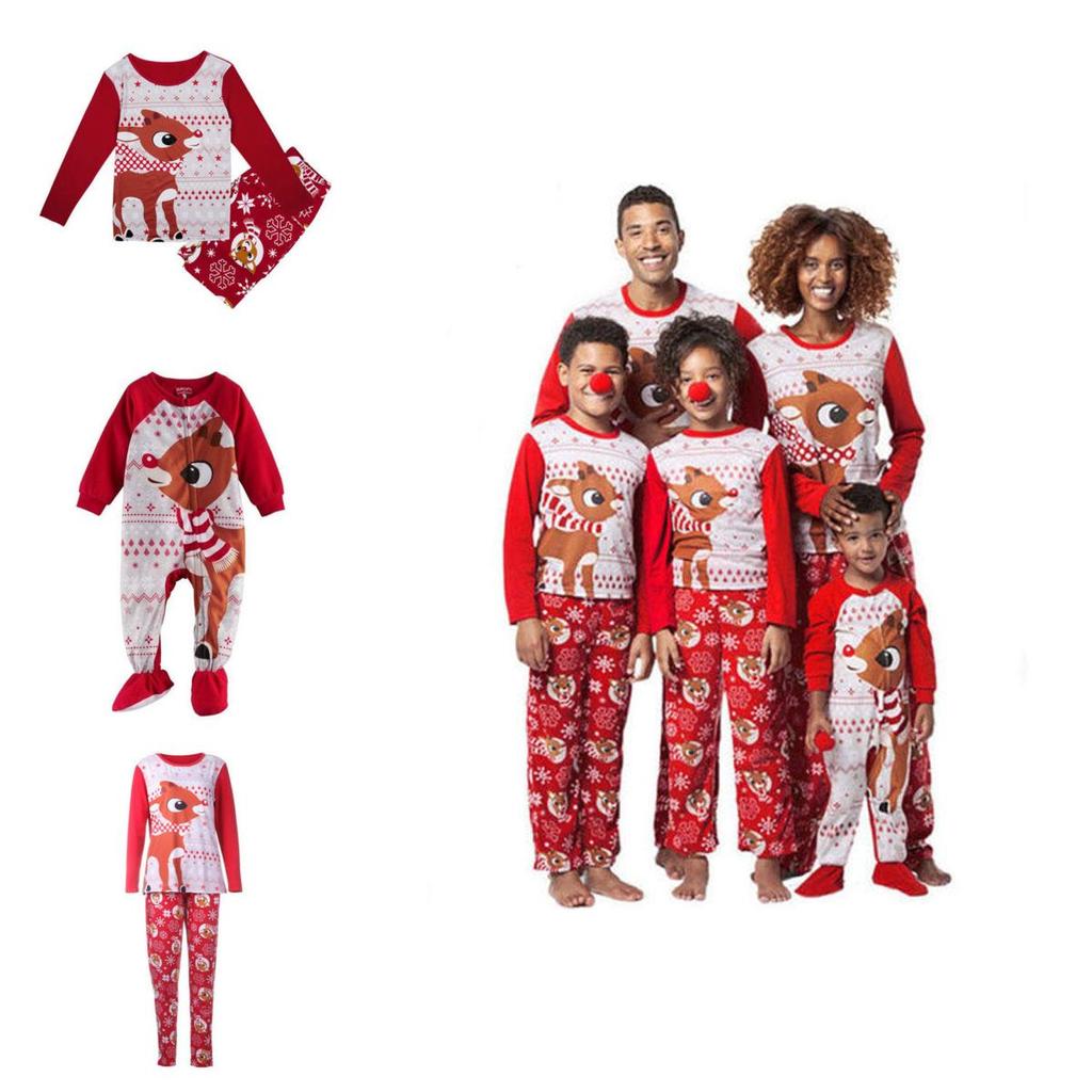 Luxurious Christmas Family Matching Clothes With Adorable Fox Design And Unisex Pajamas Set
