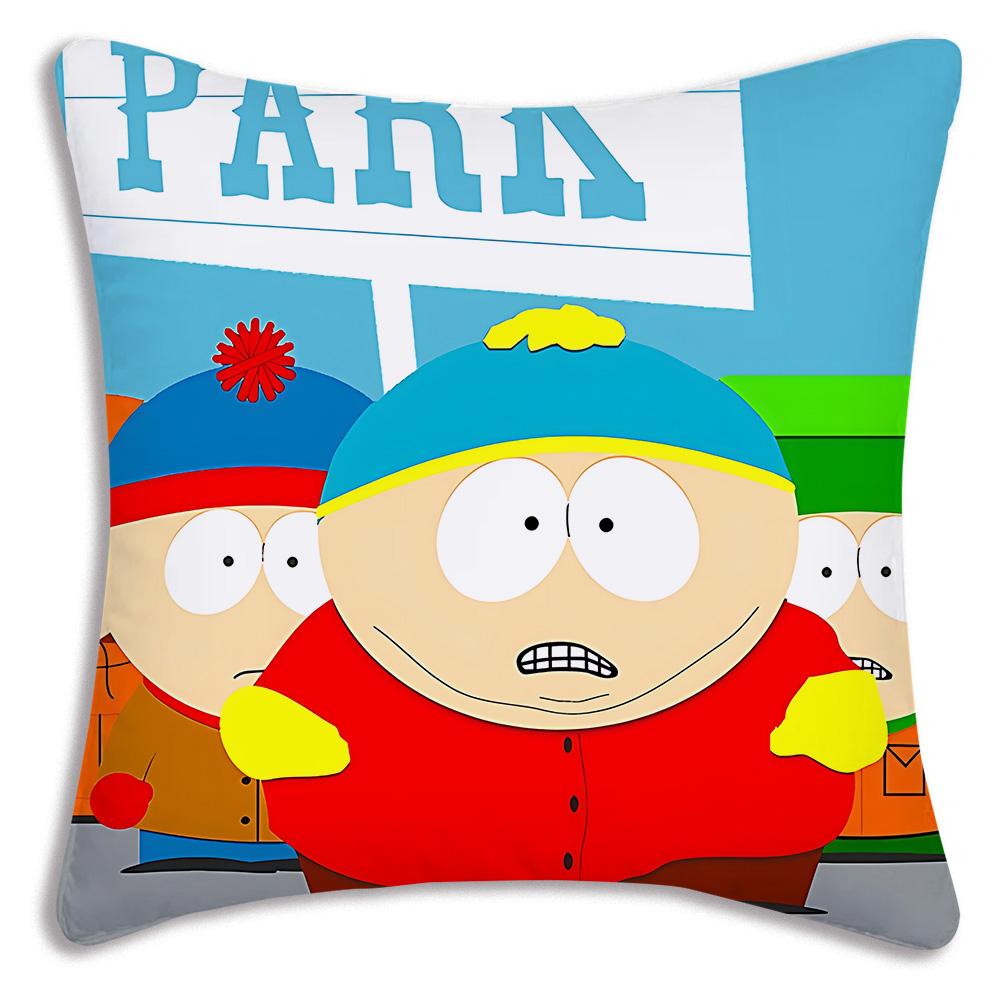 Hot Funny Anime S-Souths Park Pillow Covers Cartoon Sofa Decorative Home Double-Sided Printing Short Plush Cute Cushion Cover