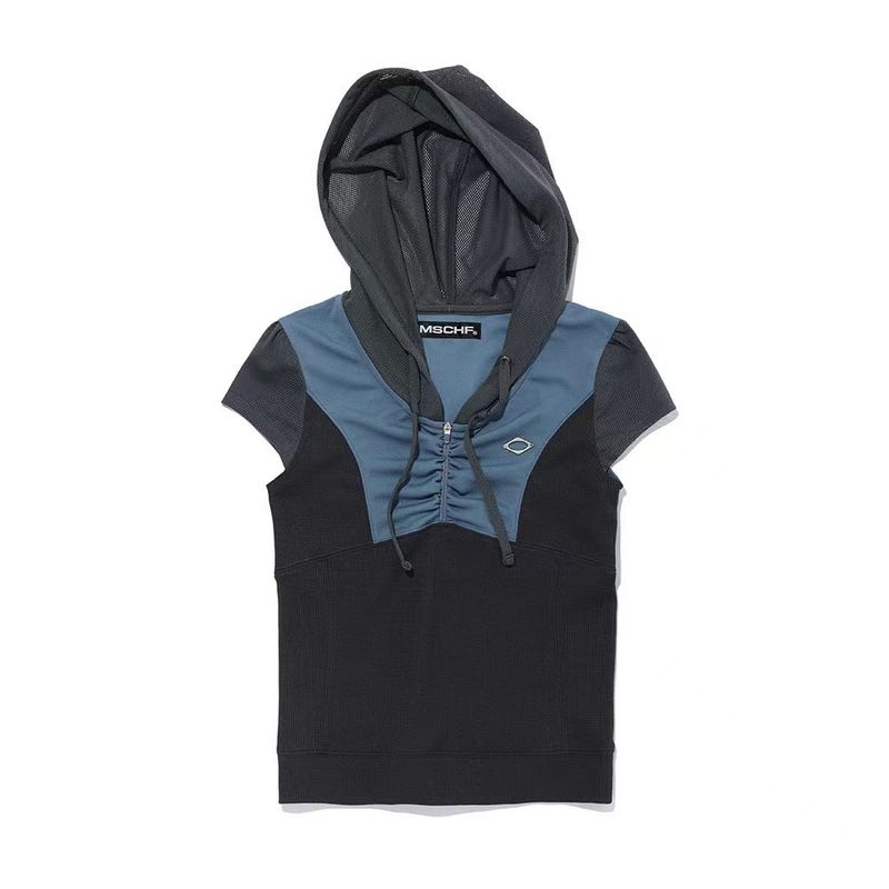 

Oni Patchwork Short Sleeve Casual Sports T-shirt Hoodie