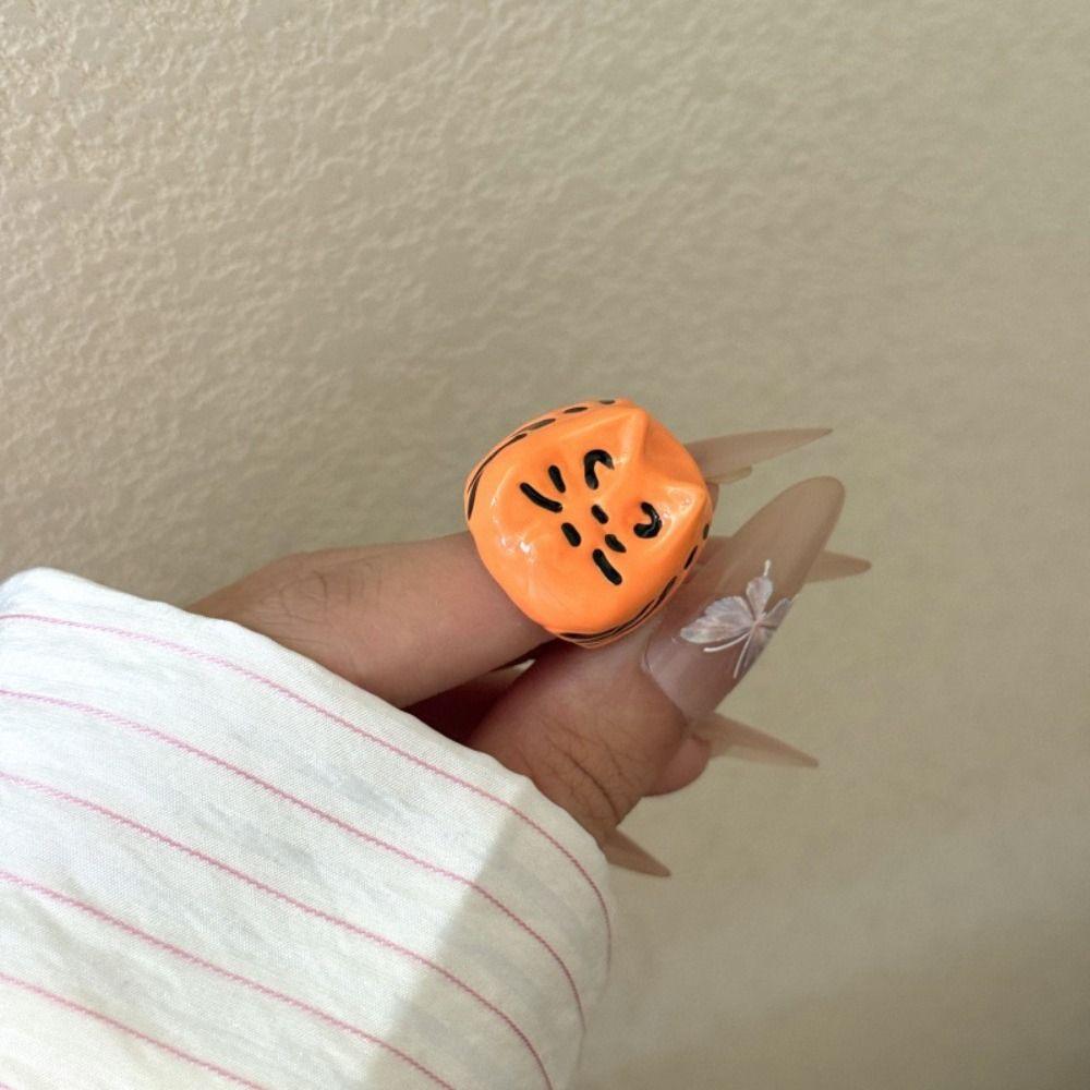 Korean Style Painting Ring Jewelry Accessories Chunky Enamel Ring Cute Drip Oil Cat Ring Friend
