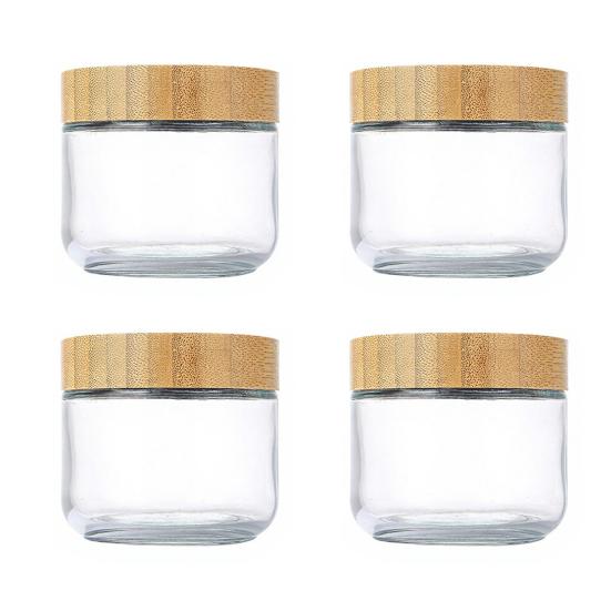 

Yousheng 4Pcs/Set Overnight Oats Jars Glass Airtight Jars with Lids Leakproof Meal Prep Containers Reusable Sealed Food Storage Jars for Breakfast 300ML
