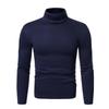 Men's High Neck Fleece Sweatshirt - Solid Color Autumn/Winter Pullover Base Layer T-shirt