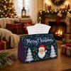 1pc Classic Holiday Festive Tissue Box - Santa Portrait Pine Tree Typography Napkin Storage Box, Suitable for Rolls/Facial Tissues/Single Sheets, Avai
