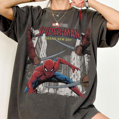 Spider Man Brand New Day Shirt, Retro Marvel Comic Cover Tee, Tom Holland Spidey, Comfort Colors Superhero Fan Gift, Disney Family Trip