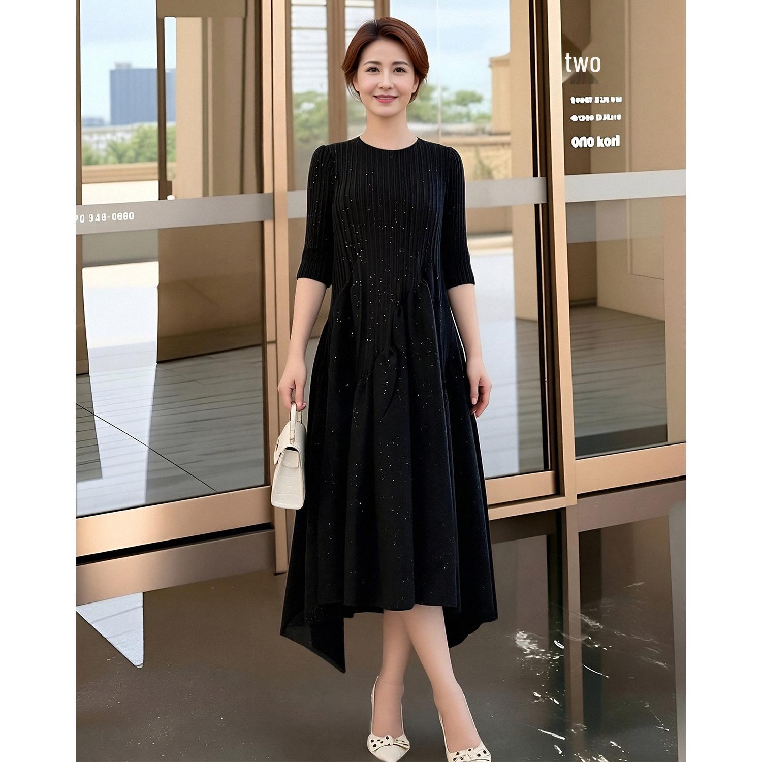 

Miyake Style Green Pleated Dress - Spring 2026 High-End Fashion, Round Neck, Perfect for Mother s Day One Size (fits 90-160 jin) чёрный