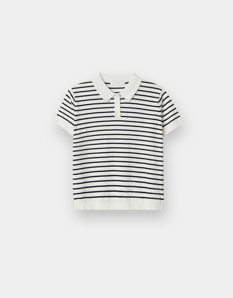 GIORDANO Striped Polo Neck Short Sleeve Knit Sweater (12Gg) 356524 [3Color]