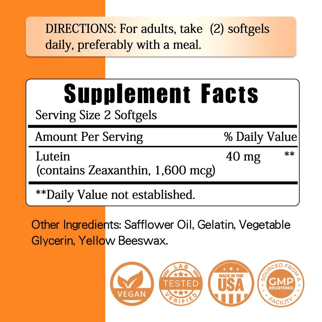 Lutein 40mg - with Zeaxanthin-Eye Health and Visual Function,Relieve Eye Fatigue