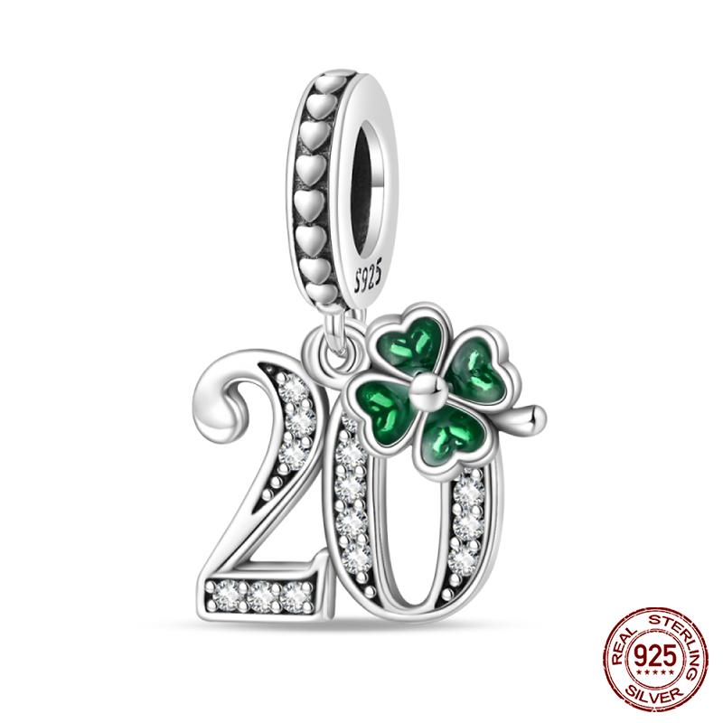 100% Copper Four Leaf Clover Lucky Numbers Soccer Charms Pendants Fit Qikaola Original Bracelets Fine Diy Jewelry