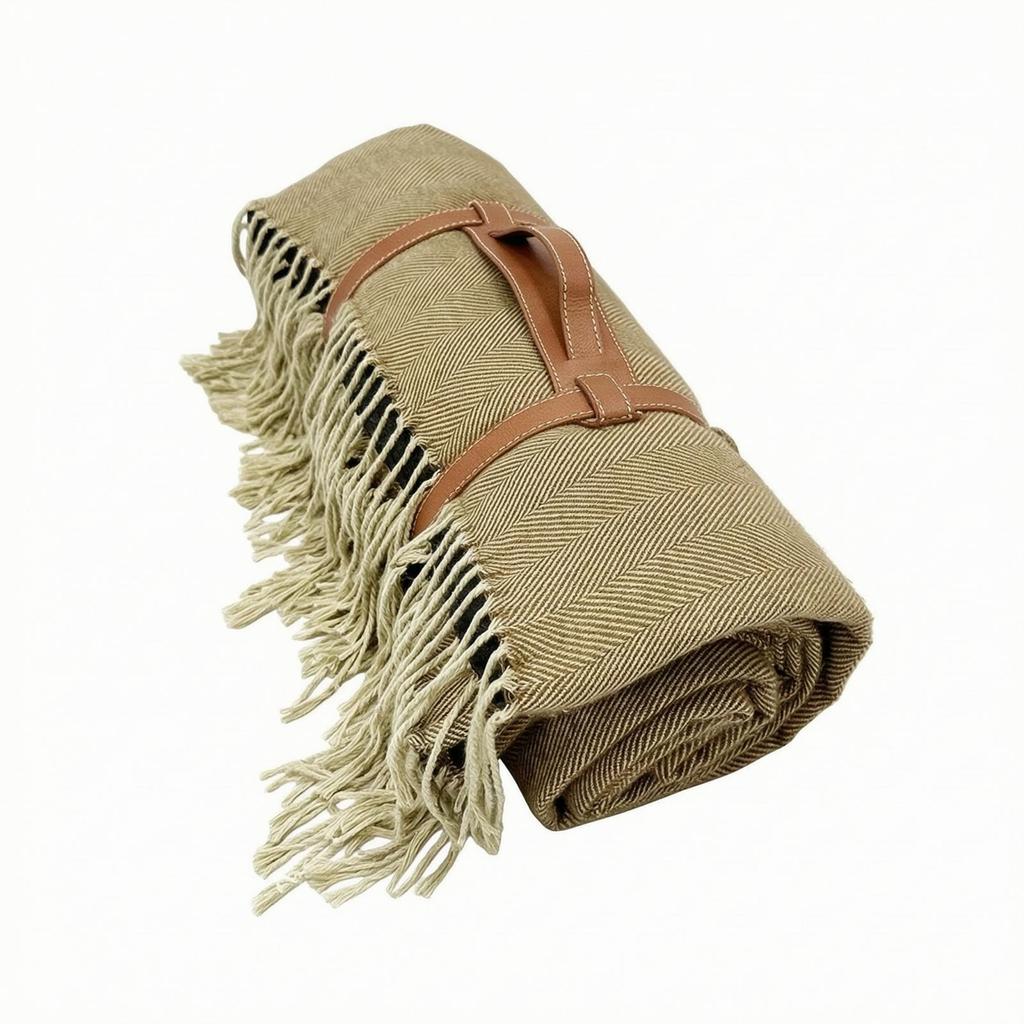 Picnic Mat with Leather Carry Straps Water-Resistant for Camping, Beach Outings