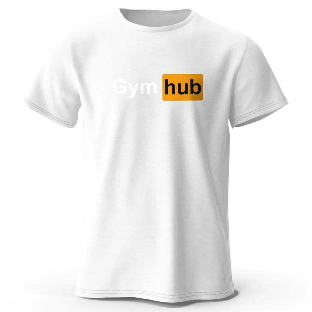 Gym Hub Bedrucktes T-Shirt 100% Baumwolle Oversized Lustige Grafik-T-Shirts für Sommer-Tops