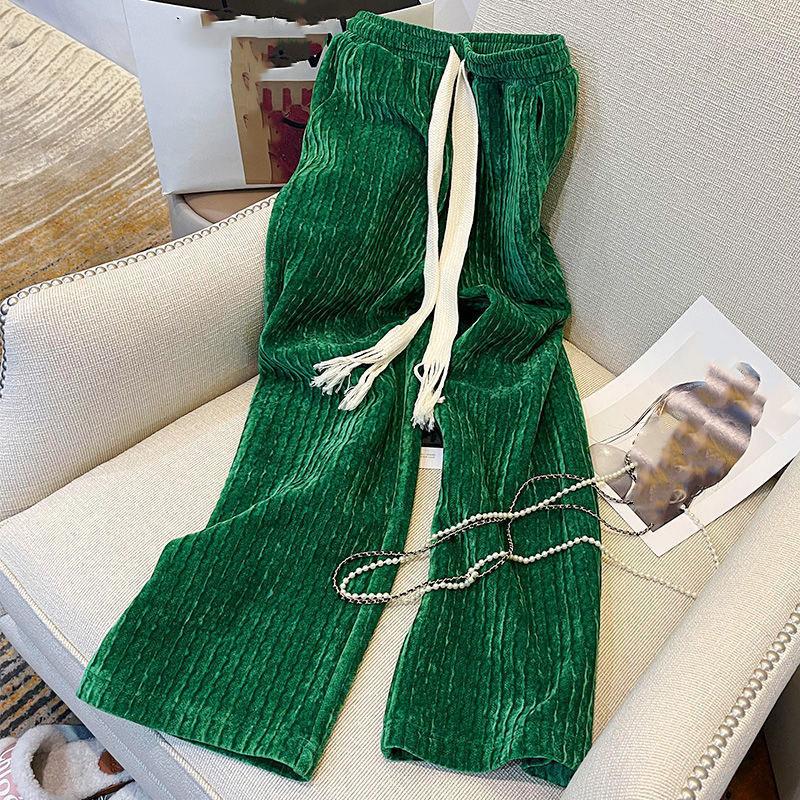 Women's Thickened Corduroy Pants Straight Loose Tie Pants
