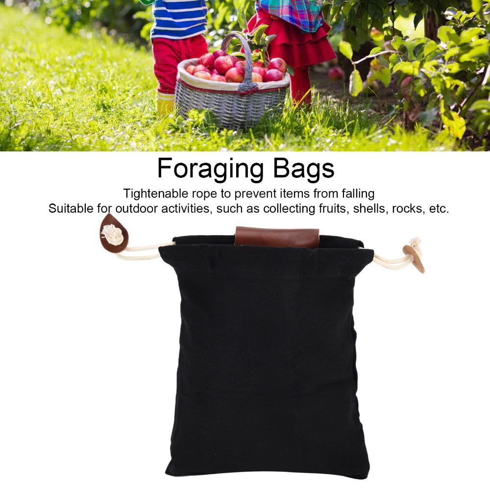 Collapsible Foraging Bag Leather Trim Outdoor Pouch Bag Portable Foraging Pouch Mushroom Foraging