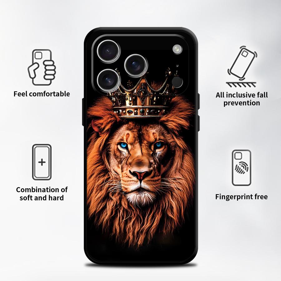 Funda Phone Cover Case for Apple iPhone 17 Pro Max 16 15 Pro 7 8 12 XR XS MAX 14 Air 13 11 Cool Lion
