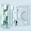 Triangle Ruler Geometry Compass Arithmetic Set Math Straight Semicircular Carrying School for Middle School and Elementary School Students Protractor,