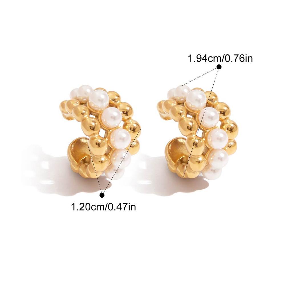 Yori Personalized Imitation Pearl Three Layer Ear Clip for Women Golden 18K Plated Stainless Steel Fashion Holiday Jewelry Gift