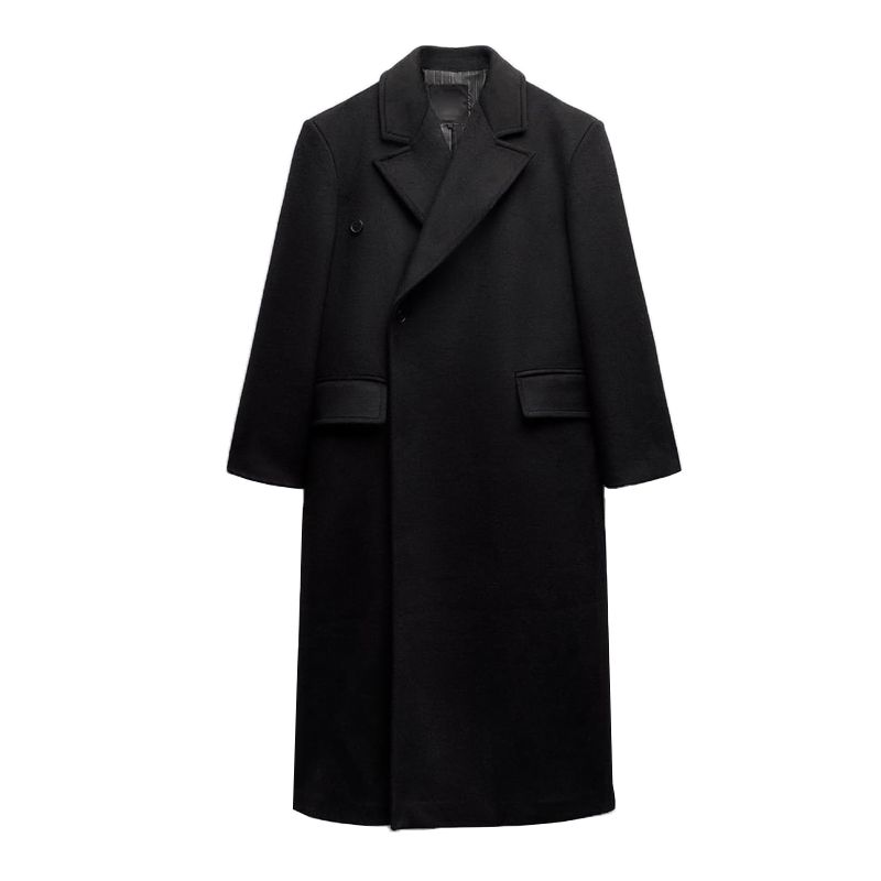 

Autumn and Winter New Women clothes Western Style Fleece Blended Warm Fashion Loose Coat Outerwear 1255846 Black L