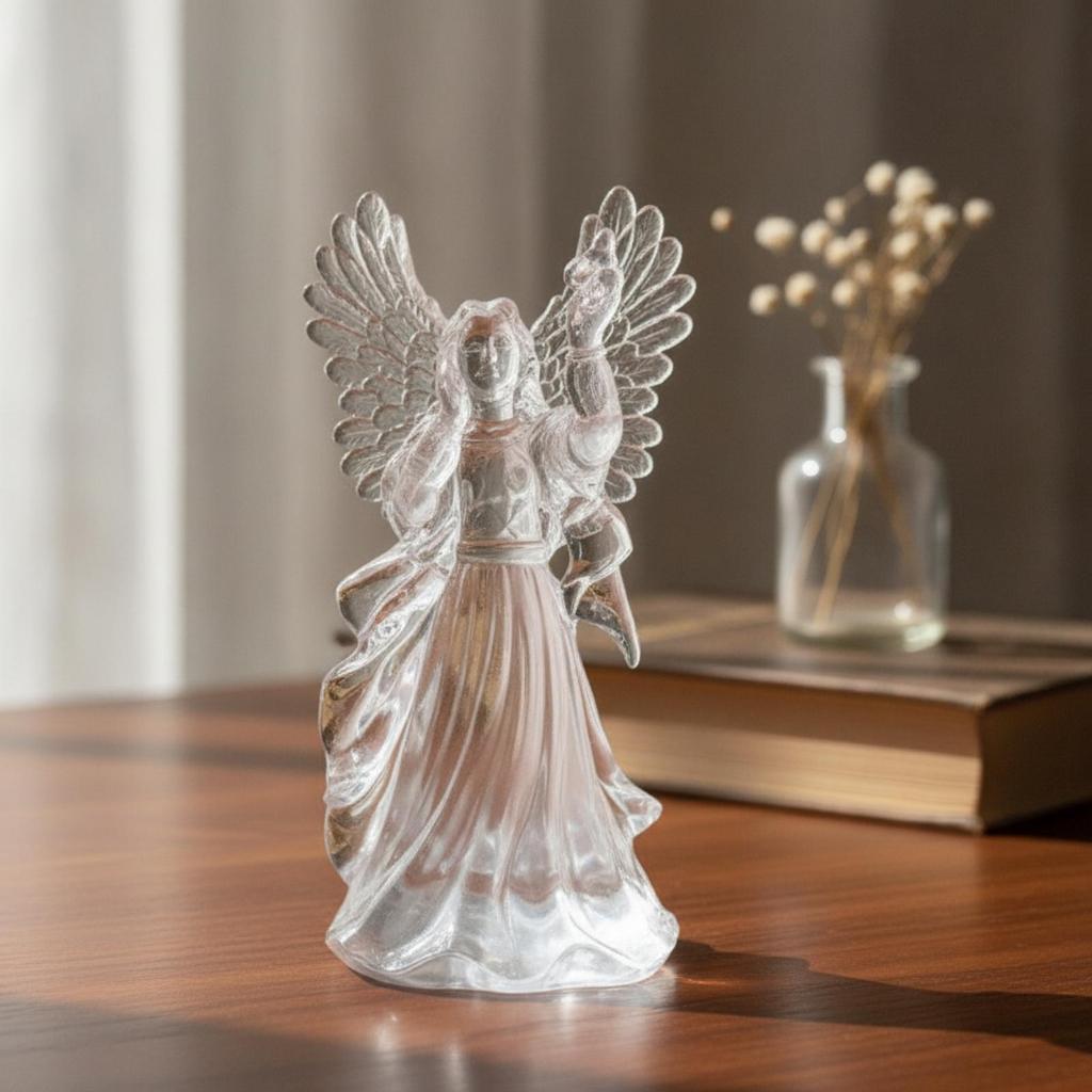 Angel Figurine Acrylic Decor Clear for Bedside Table, Holiday Display