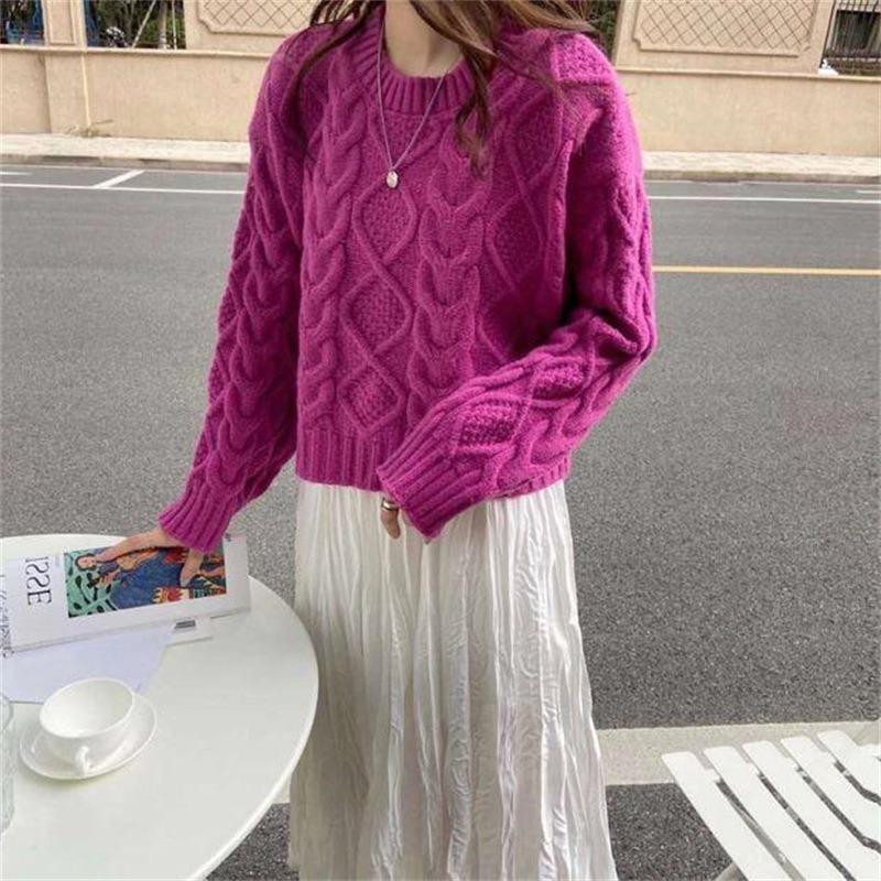 Thick Wool Twist Knitted Sweater Pullover Autumn and Winter Small Bottom Knitted Sweater Women