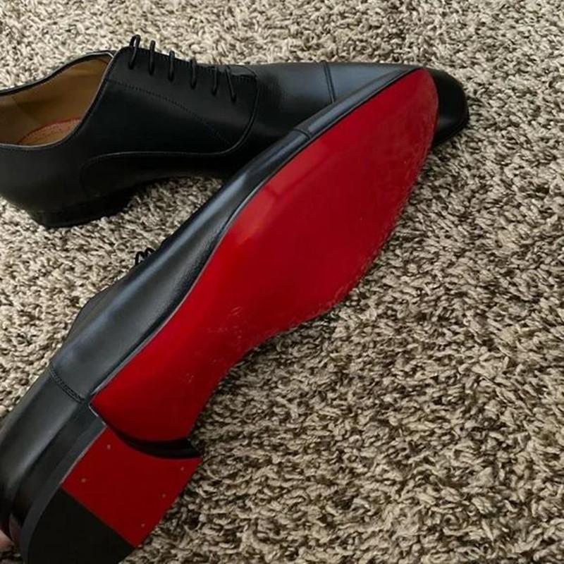 Fashion Red Sole Men Shoes Black Brown Oxfords Square Toe Lace-up Wedding Shoes for Men with  Men Shoes