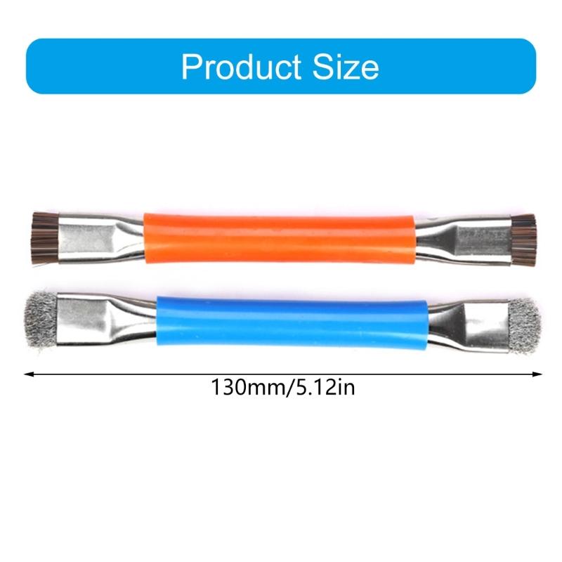 2Pcs Cleaning Brushes Double Head with Stiff Bristle Anti Static Design and Steel Wire for Glues Debris Clearance