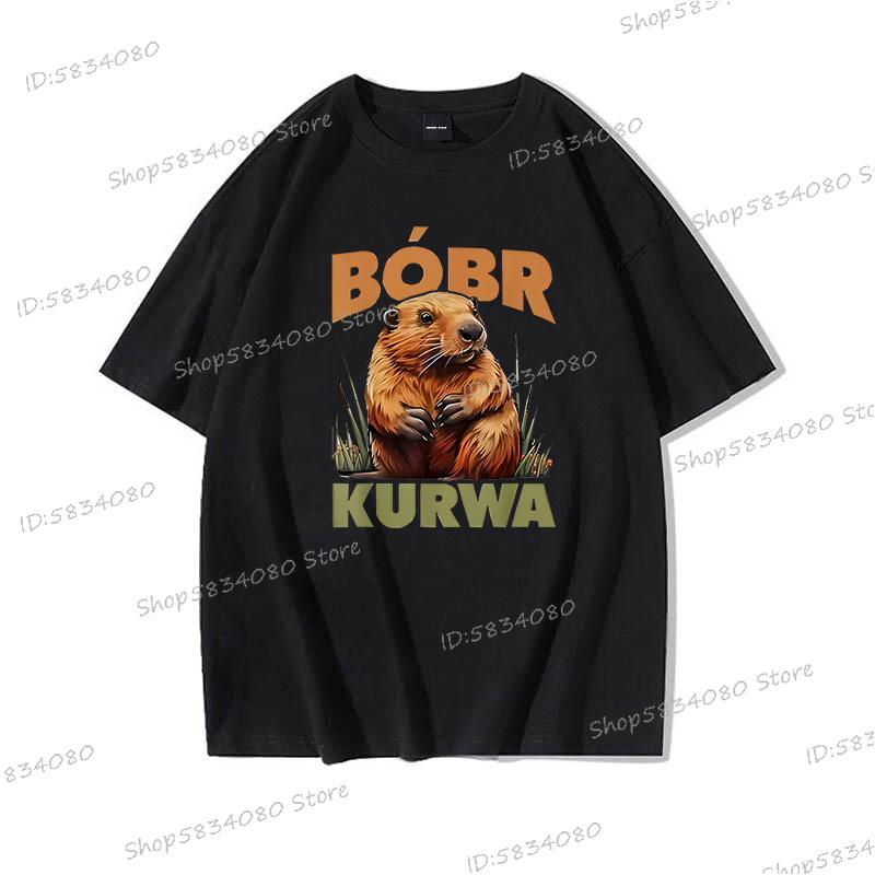 Cartoon Biber Kurwa T-Shirt Hohe Qualität 100% Baumwolle Kurzarm T-Shirts Kurwa Biber Unisex Mode Lässige T-Shirts Grafisch Bedruckt
