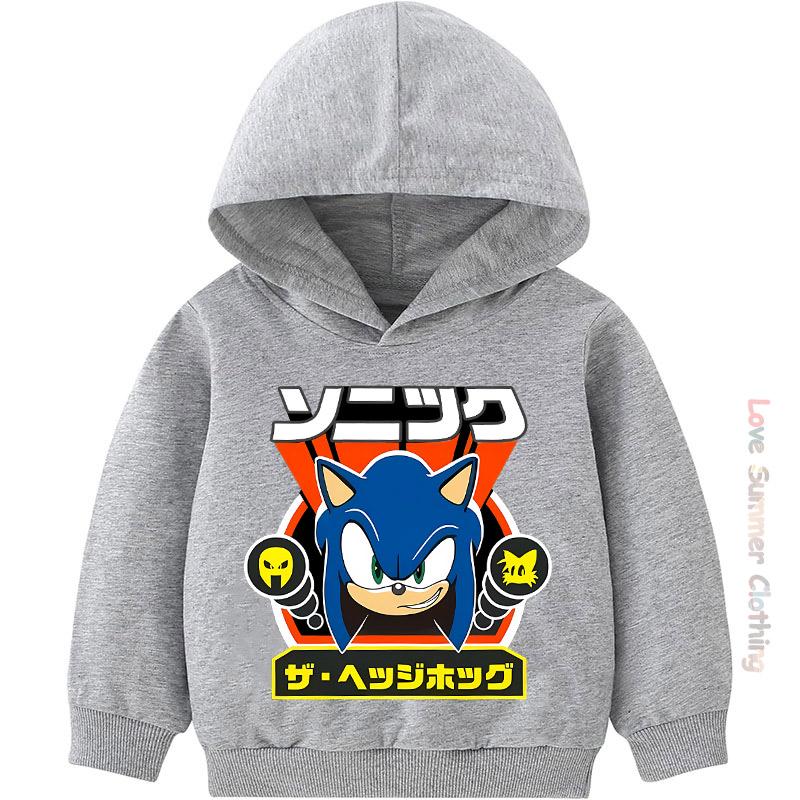 Popular Kids' Character Hooded Sweatshirt Ages 4-14 Sonic HD Print Boys Pullover Girls Hedgehog Fall Hoodie Long Sleeve New Arrivals for Autumn