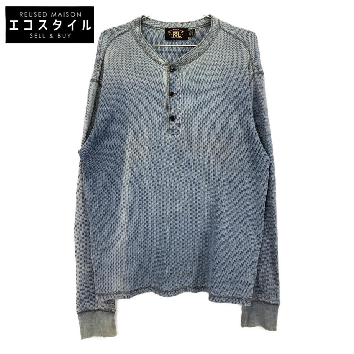 

RRL Indigo Henley Neck Waffle T-Shirt tops M IndigoUsed