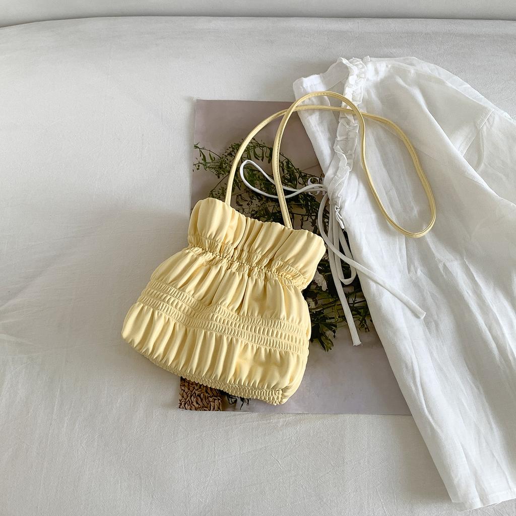 Cloud Pack High-end Drawstring Shoulder-Swing Soft Leather Bucket Bag