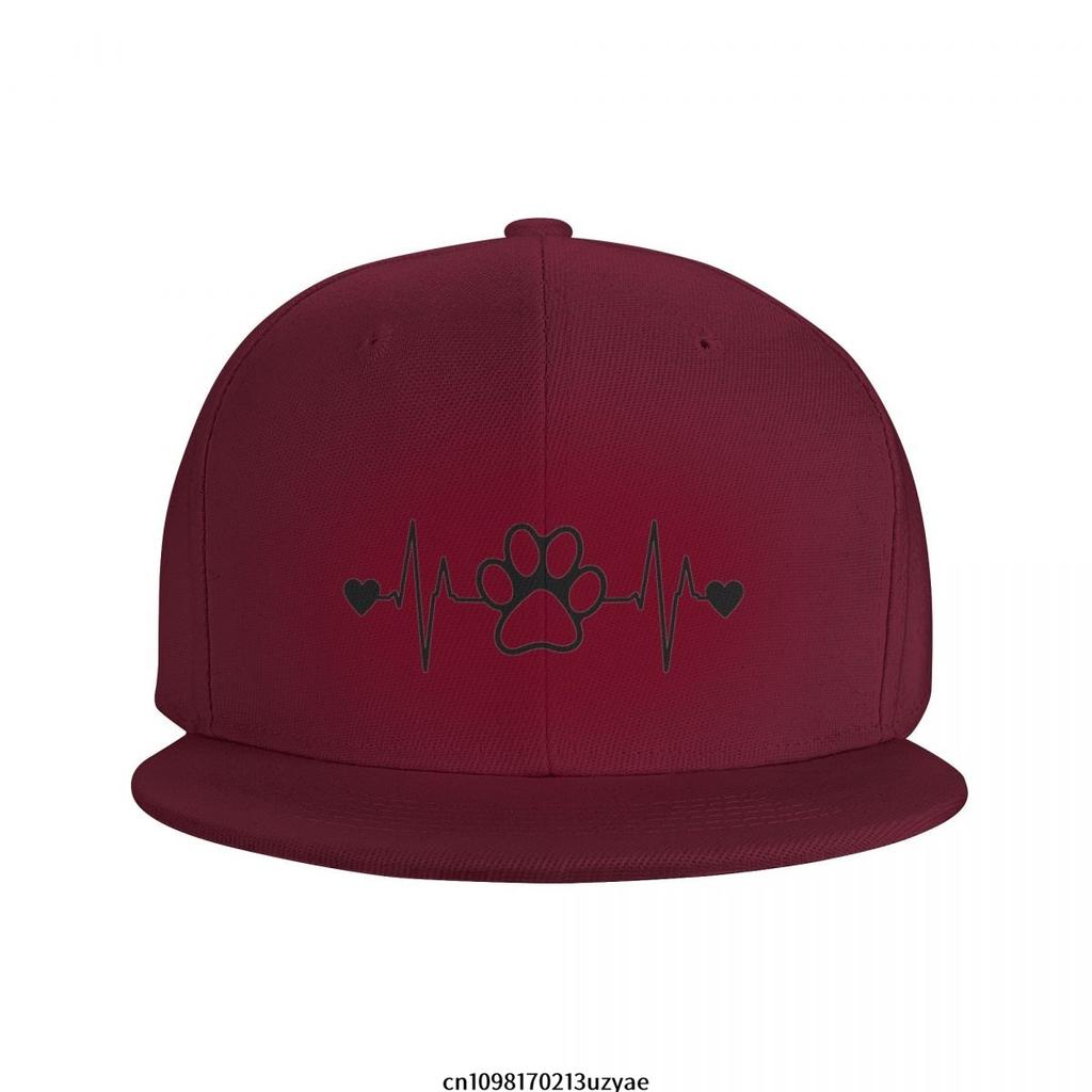 Paw Print EKG Heartbeat Dog Lover Unisex Baseball Cap Polyester Casual Snapback Adjustable Hat