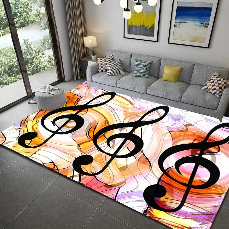 Music Note Area Rug Vintage Music Theme Rugs Non-Slip Floor Mat Door Mats Carpet for Living Room Bedroom Home Decoration