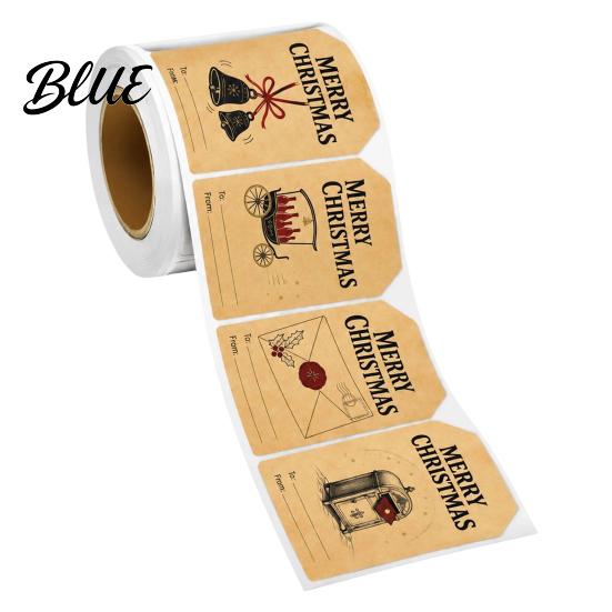 Souvenir Decoration Stickers 180PCS/Roll Christmas Label Stickers, Self-Adhesive Retro Paper Tags with Blank Self-adhesive Holiday Labels Writing
