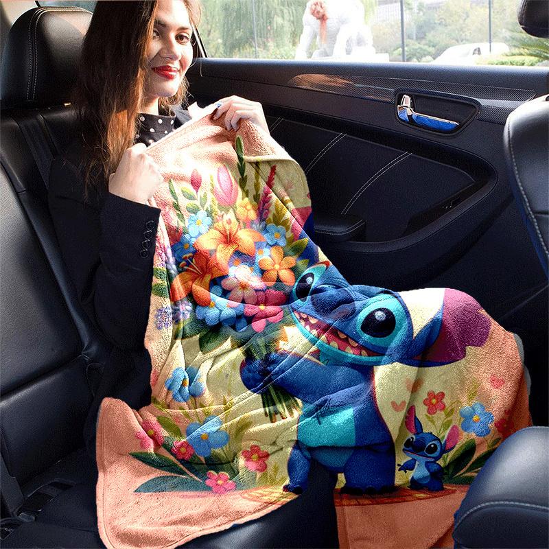 1ks Deka s potiskem Stitch - Měkká, celoroční přehoz do obývacího pokoje, ložnice, na cesty