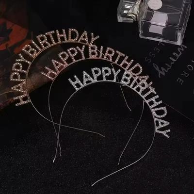 Ins Birthday Crystal Letter Rhinestone Crown Hair Band for Women Cute Alloy Tiaras Kids Girls Party Photoes Decoration Supplies