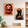 Japanische Katze isst Nudeln Leinwandposter Katze Kaffee Bonjour Mon Amour Küchenwandkunst Drucke für modernes Wohnzimmer Heimdekor