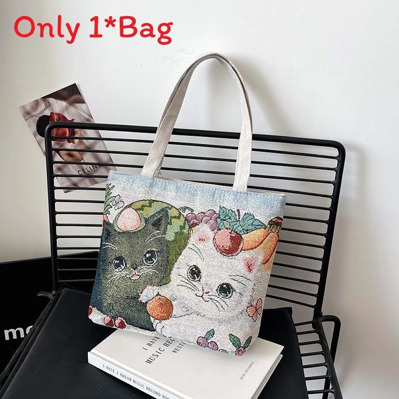 Embroidered Canvas Tote Bag For Women With Zip Closure For Daily Use
