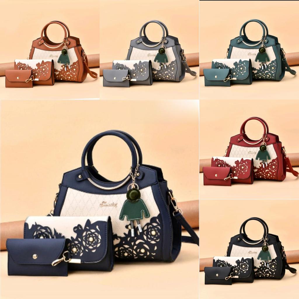 Fashion Flower Pattern Handbag With Inner Zipper Pocket And Crossbody Strap For Women