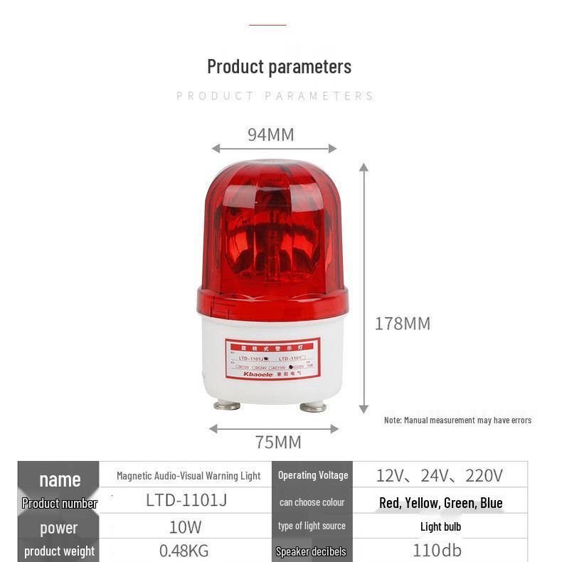 Magnetic Rotating Strobe Warning Light with Sound Alarm, Ceiling Mount, 220V