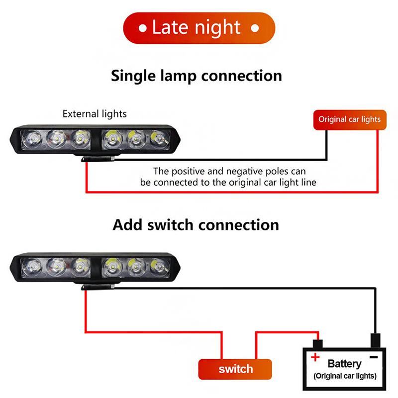 6Led Motorcycle Headlight Spotlights Electric Vehicle Scooters Autocycle Modified Bulbs Flash