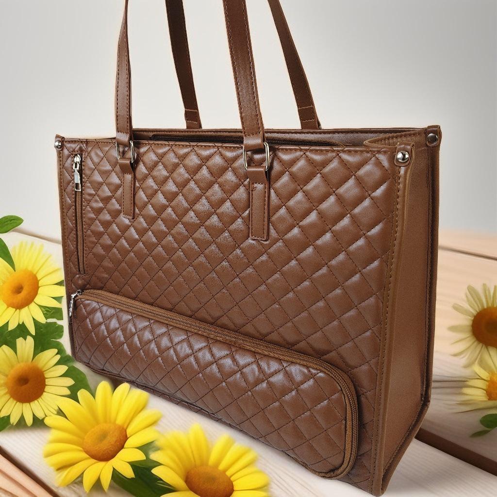 2-in-1 dames grote capaciteit geïsoleerde crossbody lunchtas met kleine laptoptas en diamantpatroon