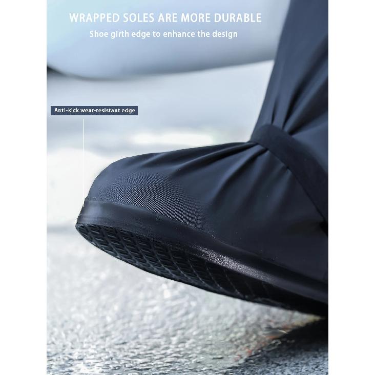 Regenstiefel Schuhüberzug Schwarz Wasserdicht mit Reflektor Hoher Schaft Transparent Schuhe Staubschutzhüllen für Motorrad Fahrrad Regenschutz Männer Frauen