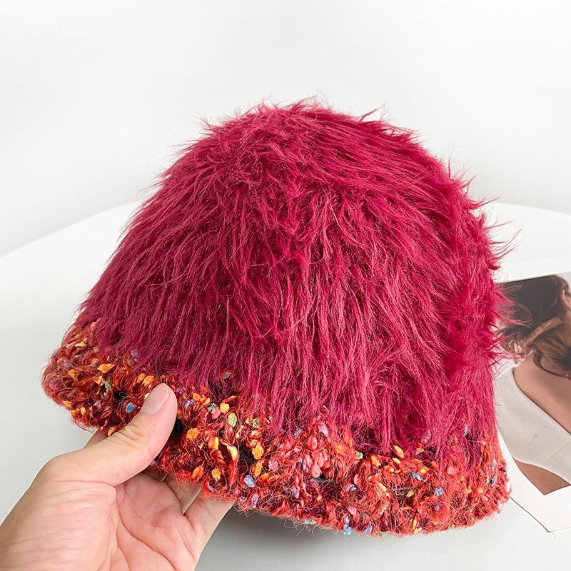 Strickmütze mit großem Kopfumfang für Damen, kleines Gesicht im Herbst und Winter, warme Bucket Hat, vergrößerte und vertiefte Ohrenschützer-Beckenmütze