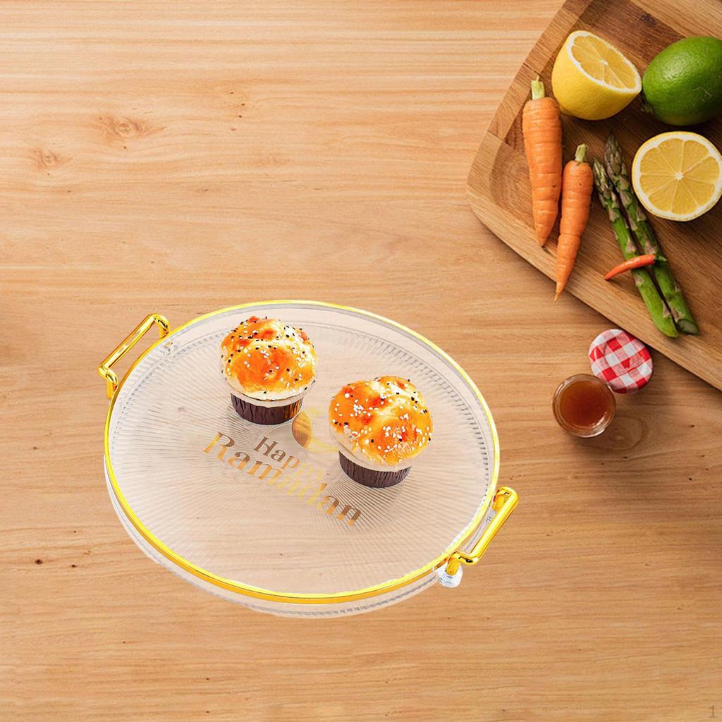 Breakfast Platter Decorative Round Serving Tray with Handle Jewelry Storage Vanity for