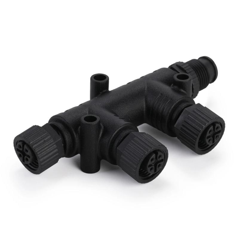 Replacement T Connector 4 Port M12 Thread for NMEA 2000 Networks T-Connector Universal Multi Port Connector