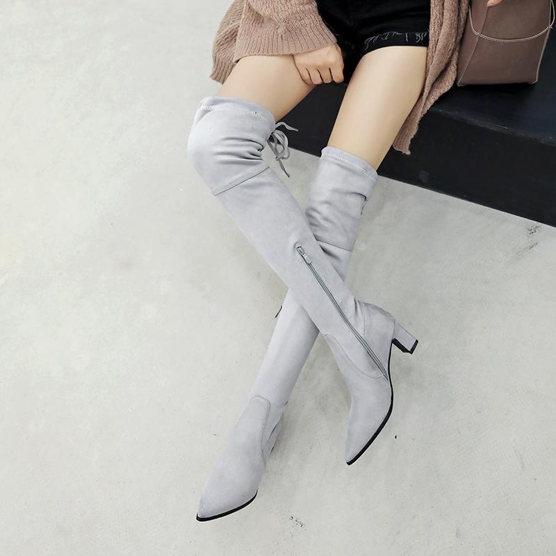 Fashion 2025 Fashion Faux Suede Slim Over the knee Boots Winter Women Boots Sexy Thigh High Boots Female High Heel Shoes Woman 32 33 43